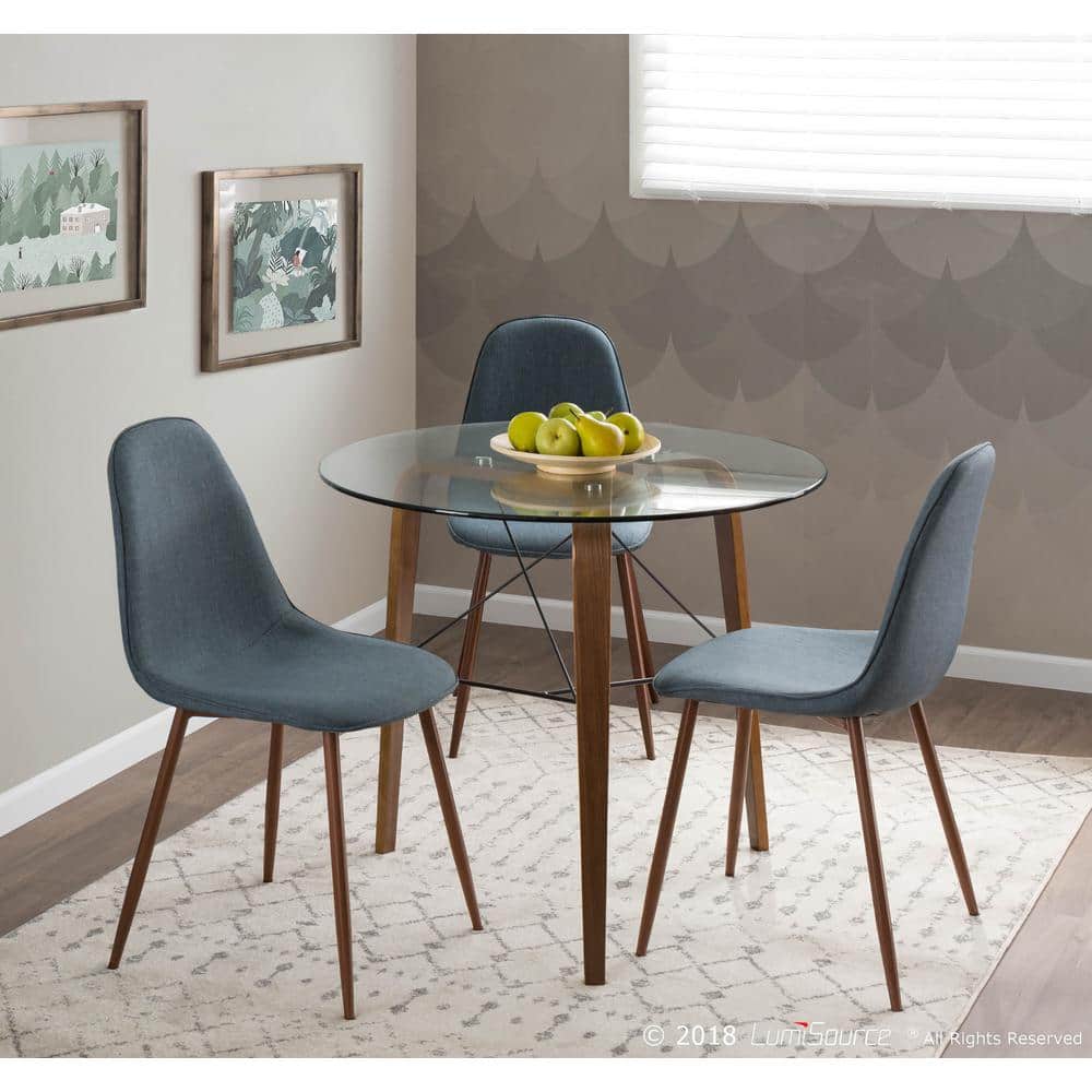 Transitional High-Back Upholstered Side Chair in Blue