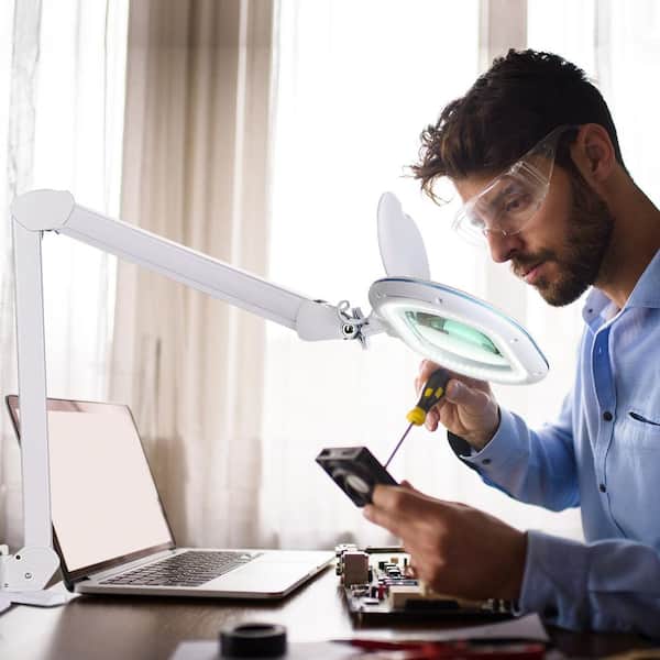 Brightech LightView 2-in-1 ProFlex Magnifying LED Desk Lamp with Flexible Stand