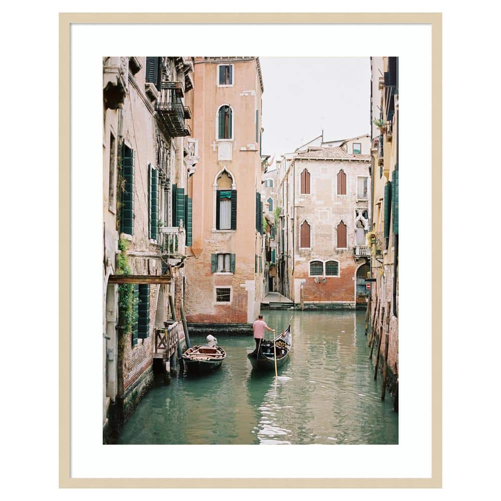Venice Canals I by Justine Milton 33 in. W x 41 in. H. Wood Framed Wall Art Print Framed in Brown price history on PriceWatchPro