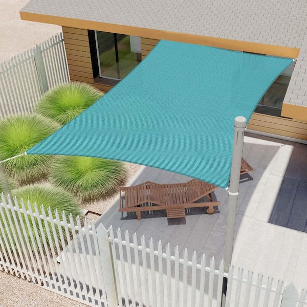 13 x 20 ft. HDPE Sun Shade Sail Rectangle Canopy Shades for Outdoor Patio Pergola, Blockage 95% UV Resistant, Turquoise