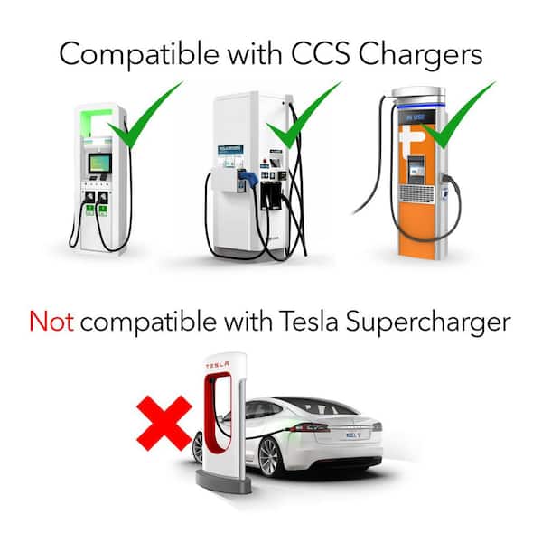 LECTRON CCS Charger Adapter for Tesla - For Tesla Owners Only - Fast Charge  Your Tesla - Not Compatible with Tesla Superchargers LEADPCCSTeslaBLKUS -  The Home Depot
