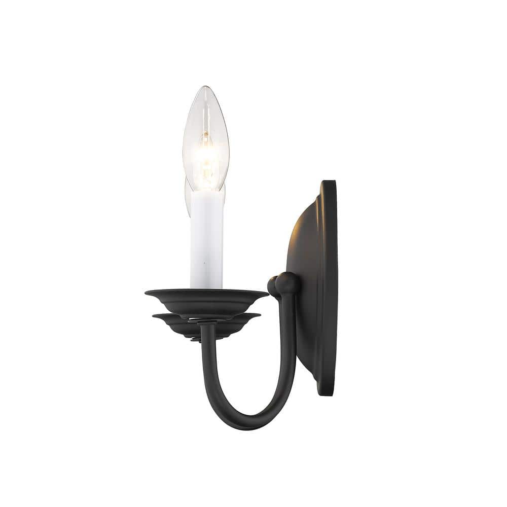Black Steel Traditional Wall Mount Sconce Light