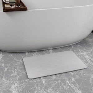 15.4 in. x 23.6 in. Diatomaceous Earth Shower Mat, Non Slip Bath Mat, Light Gray