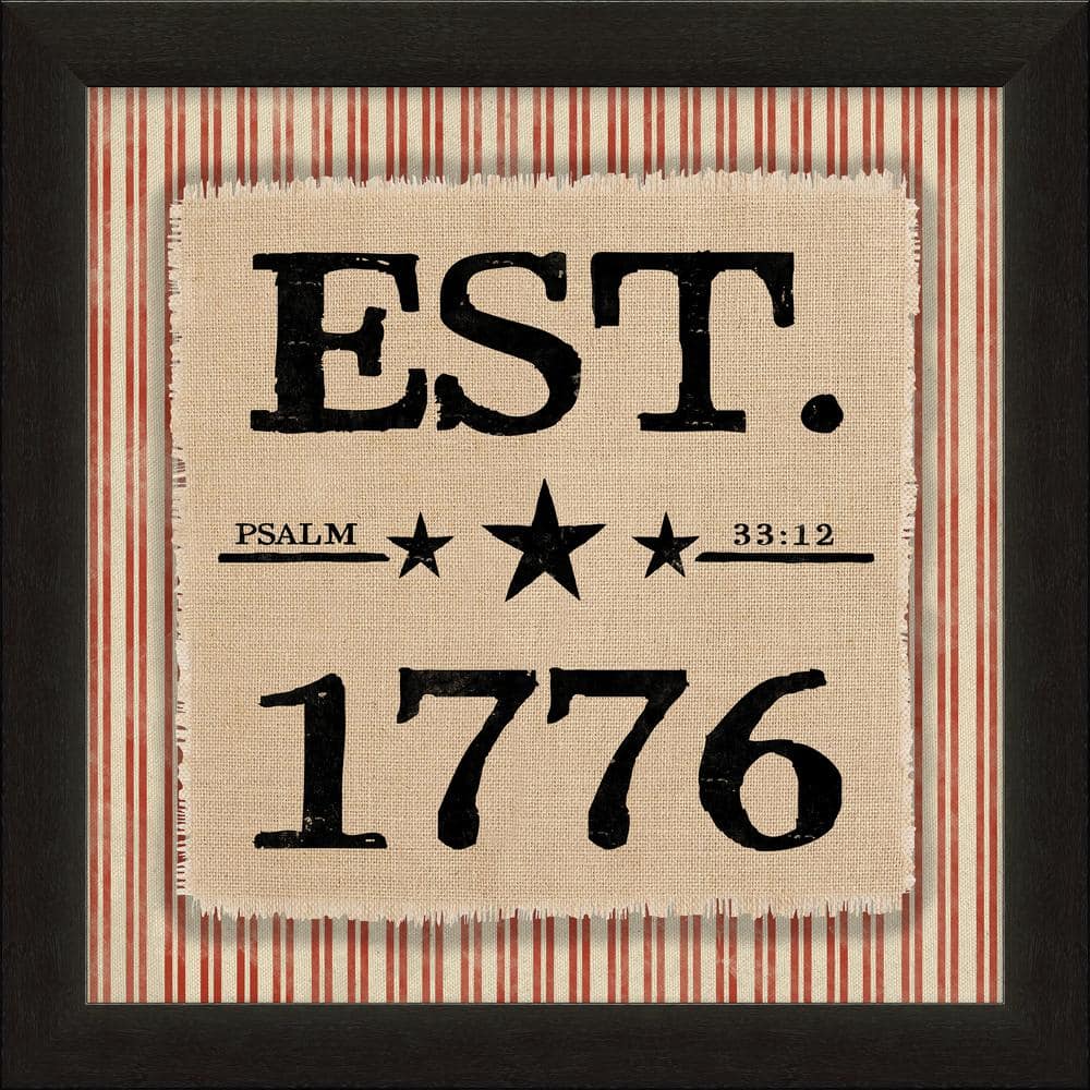 Vintage Patriotic Psalm 33:12, EST 1776 By Carpentree Framed Natural C