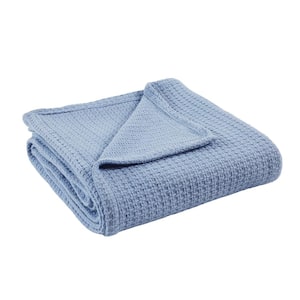 Dusty Blue 100% Cotton Thermal Twin/Twin XL Blanket