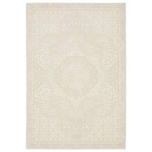 Rayder Ivory Doormat 3 ft. x 5 ft. Tone-on-Tone Center Medallion Polypropylene/Polyester Indoor Area Rug