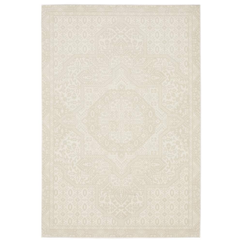 Rayder Ivory 5 ft. x 8 ft. Tone-on-Tone Center Medallion Polypropylene/Polyester Indoor Area Rug price history on PriceWatchPro