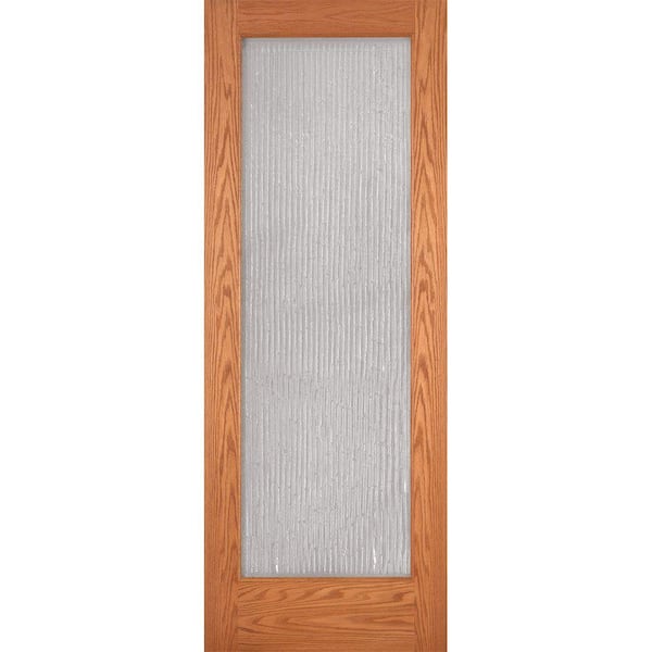 Feather River Doors 28 in. x 80 in. 1 Lite Unfinished Oak Bamboo Casting Woodgrain Interior Door Slab