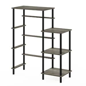 Turn-N-Tube French Oak Grey/Black Tall Kitchen Storage Shelf with Wood Top