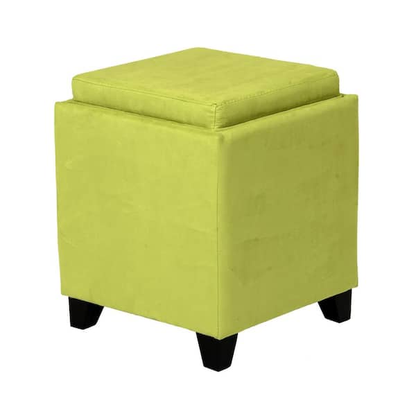 Armen Living Rainbow Green Microfiber Storage Ottoman