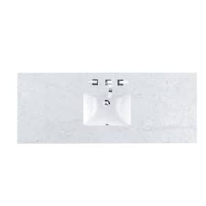 Carrara 60 in. W x 23.5 in. D x 34.3 in. H Marble Single Basin Vanity Top in Carrara White