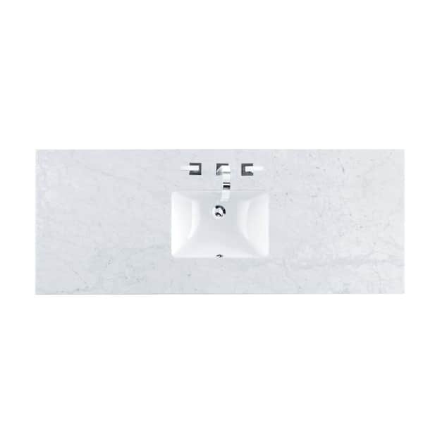Carrara 60 in. W x 23.5 in. D x 34.3 in. H Marble Single Basin Vanity Top in Carrara White