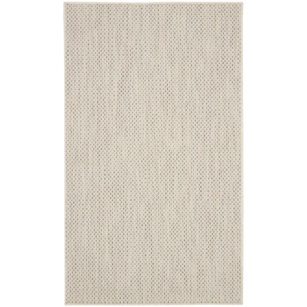 Ivory Silver Geometric Flat Woven Indoor/Outdoor Rug 3' x 5'