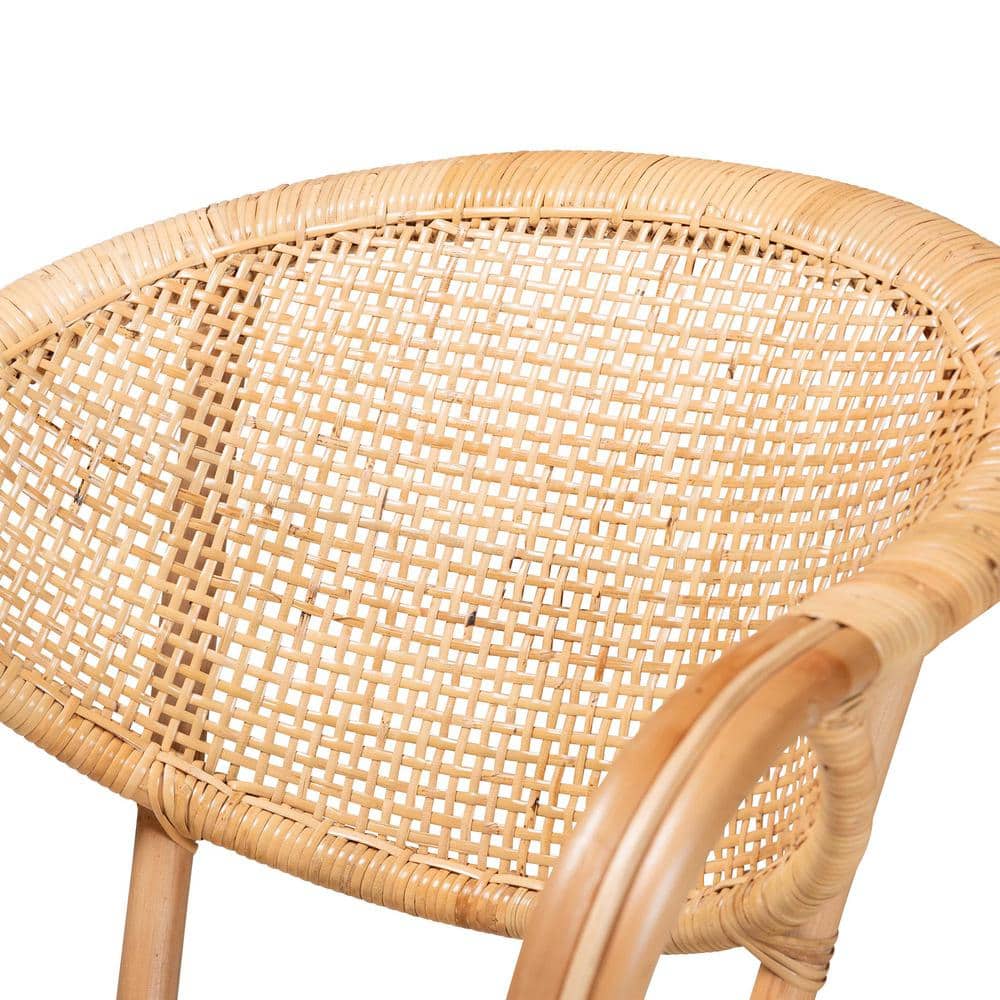 Varick Natural Brown Rattan Arm Chair with Foam Cushion