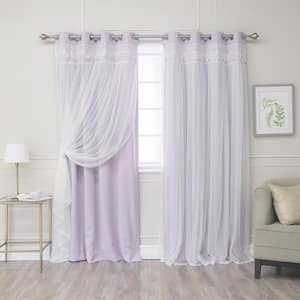 Lilac Fringed Border Solid Grommet Room Darkening Curtain - 52 in. W x 84 in. L (Set of 2)