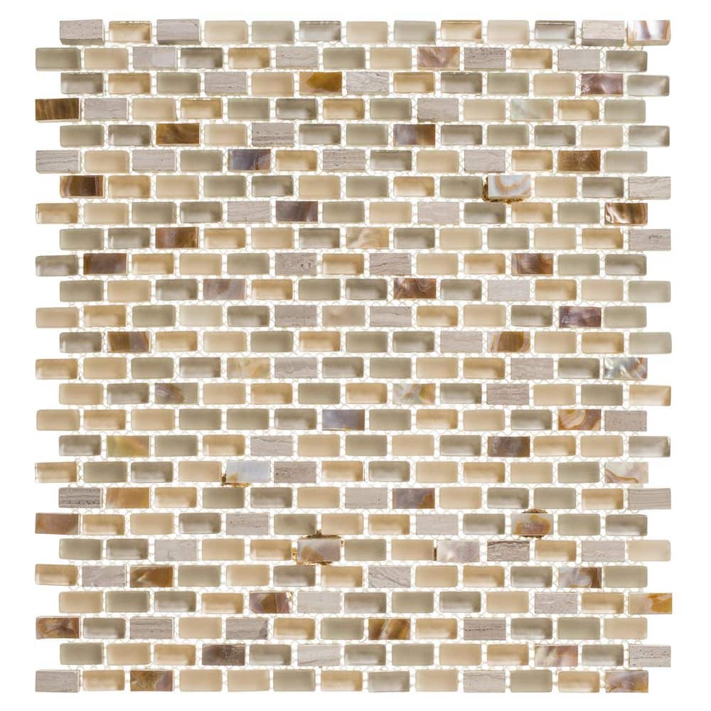 Tino Dune Brown/Grey/Tan 4.5 in. x 8.25 in. Random Brick Marble/Shell and G