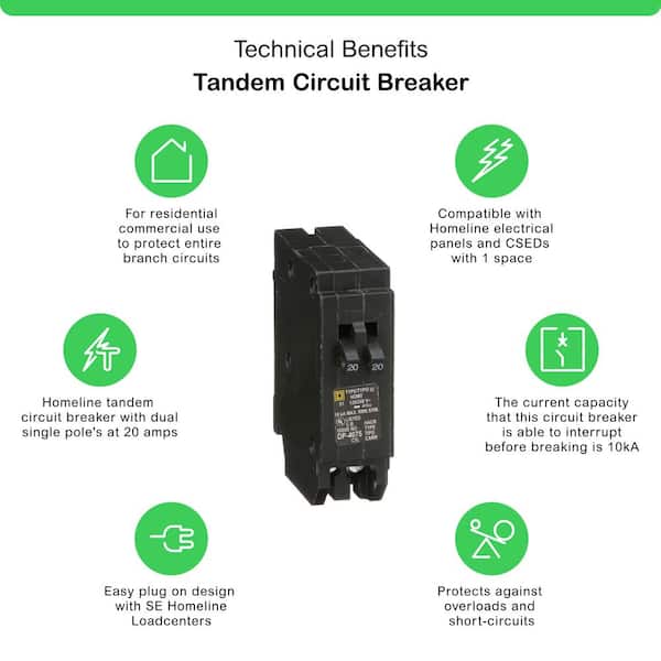 Homeline 2-20 Amp Single-Pole Tandem Circuit Breaker