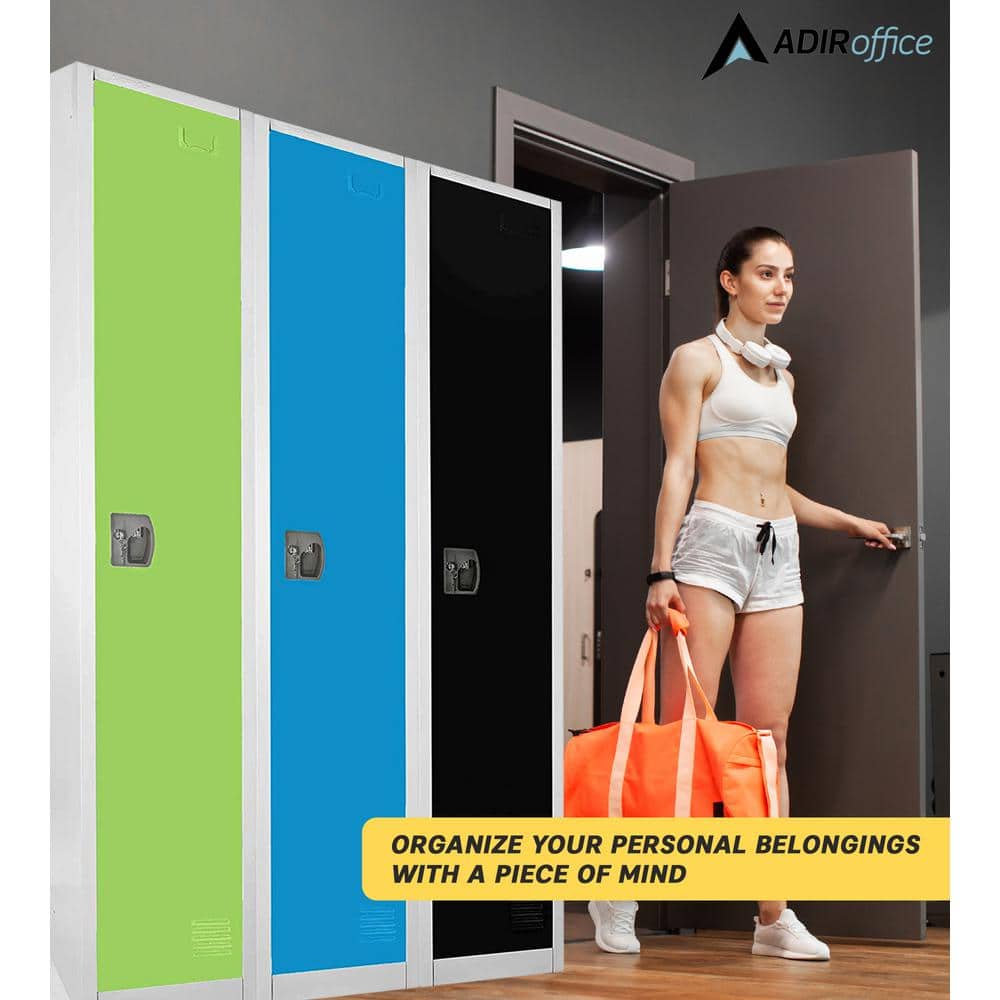 72'' Blue Steel Freestanding Locker with Adjustable Shelving (Set of 4)