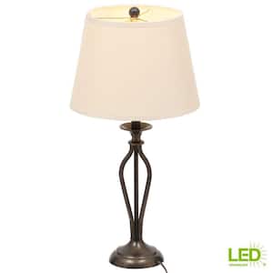 Rhodes 28 in. Bronze with Highlights Table Lamp and 9.5-Watt LED Bulb Included