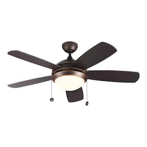 Discus Classic 44 in. Modern Integrated LED Indoor Roman Bronze Ceiling Fan with Bronze Blades and 3000K Light Kit
