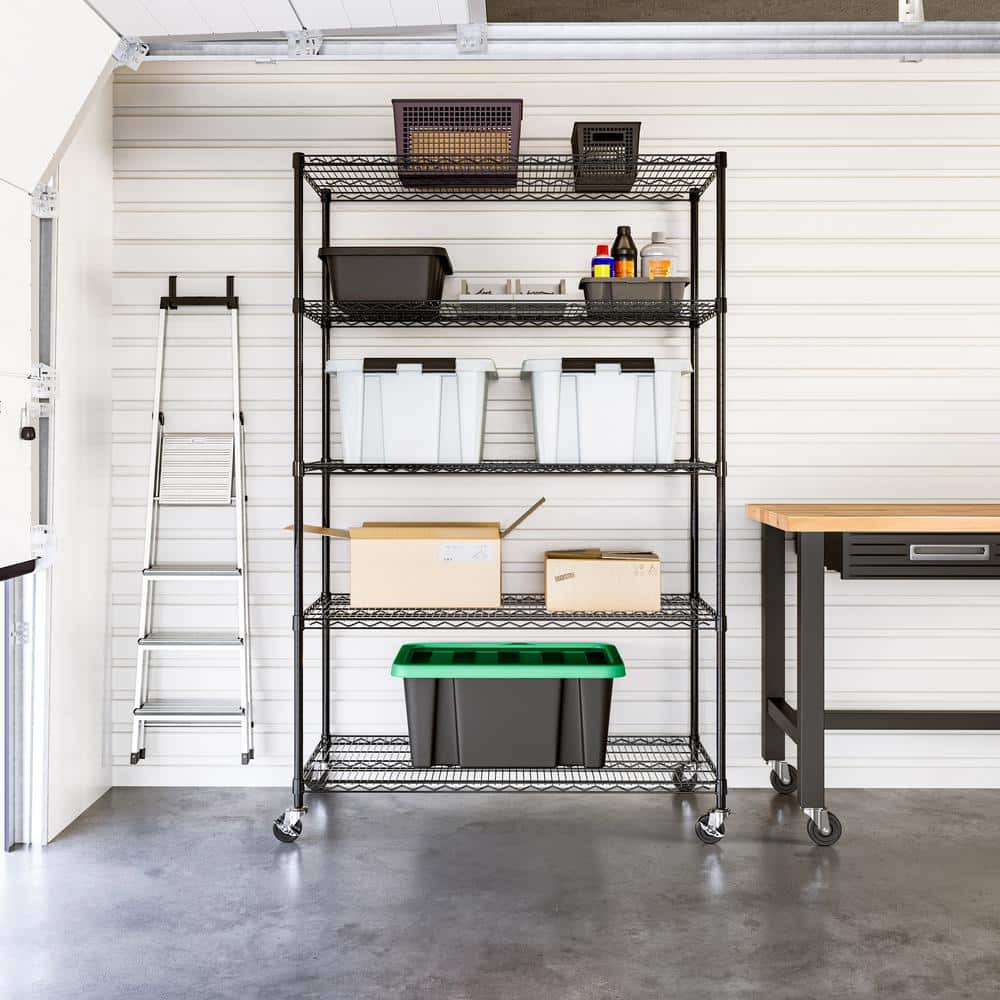 UltraDurable Black Adjustable Steel Wire Shelving Unit, 5-Tier