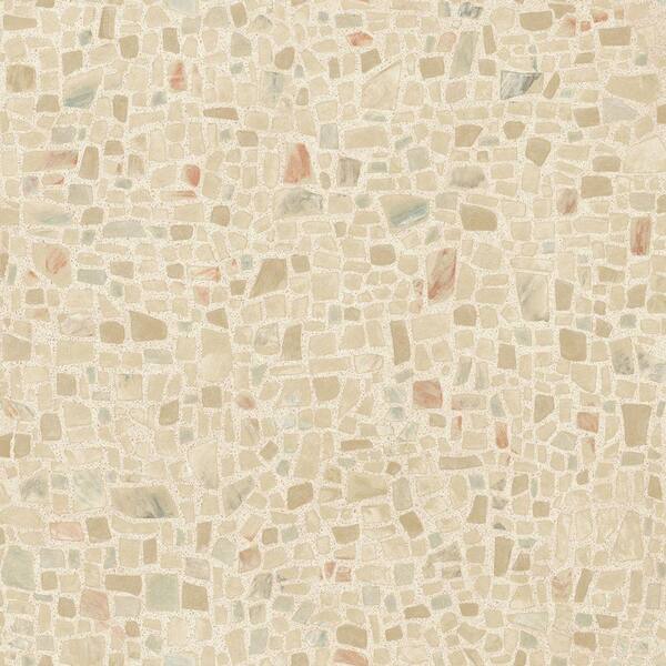 The Wallpaper Company 8 in. x 10 in. Beige Mosaic Pebble Wallpaper Sample