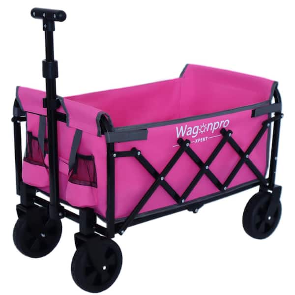Pink 1.98 cu. ft. Steel Expandable Dual-Layer Utility Garden Cart for Camping, Shopping, Sports, Sports, Gardening