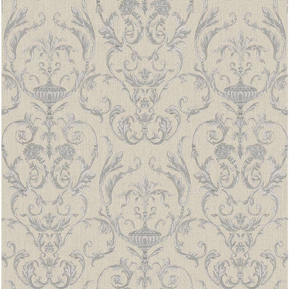 Ornamenta 2 Greige/Grey Intricate Damask Design Non-Pasted Vinyl on Paper M