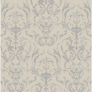 Ornamenta 2 Greige/Grey Intricate Damask Design Non-Pasted Vinyl on Paper Material Wallpaper Roll (Covers 57.75 sq. ft.)