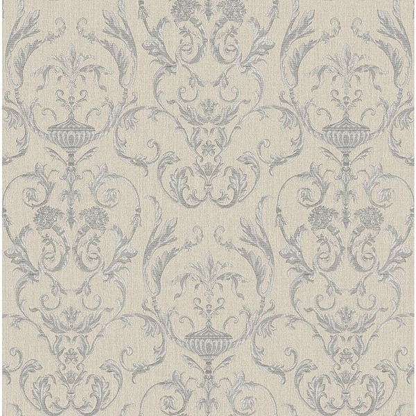 Ornamenta 2 Off White/Gold Intricate Damask Design Non-Pasted Vinyl on Paper Material Wallpaper Roll (Covers 57.75sq.ft)