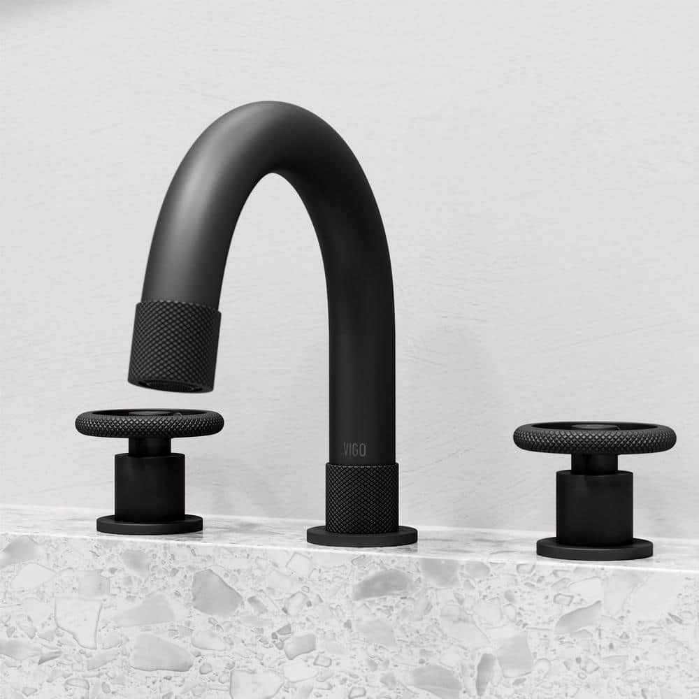 Matte Black Metal Transitional Widespread Bathroom Faucet