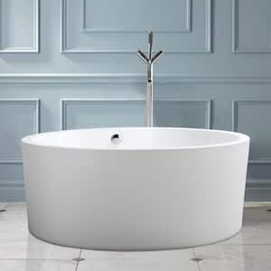 Troyes 59 in. Acrylic Flatbottom Freestanding Bathtub in White