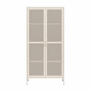 Channing 73 in. H, 2-Door Accent Cabinet with 4-Shelves and Mesh Metal Locker, Parchment