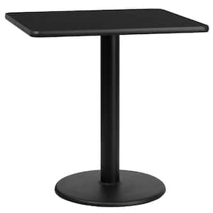 Black Laminate Wood Table Top Pedestal Base Dining Table Seats 4