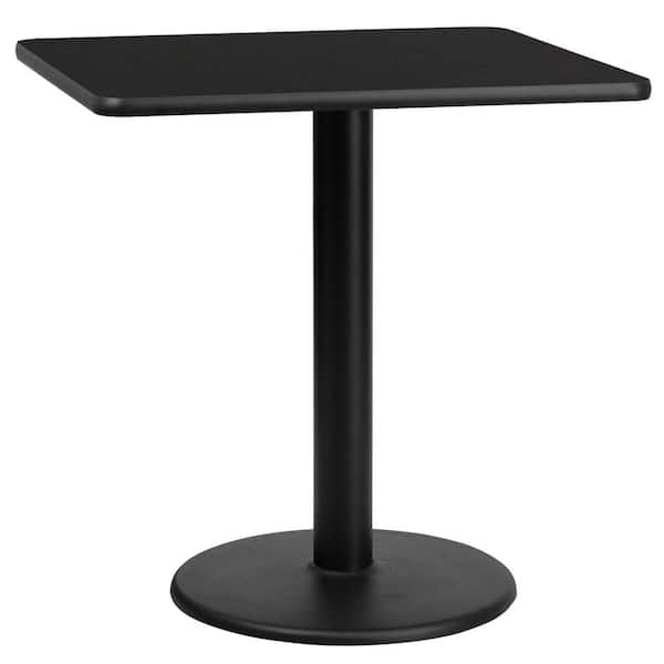 Carnegy Avenue Black Laminate Wood Table Top Pedestal Base Dining Table Seats 4