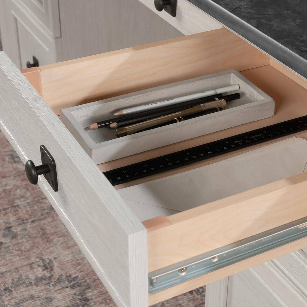 Glacier Oak Executive Desk with Drawers and Keyboard Tray