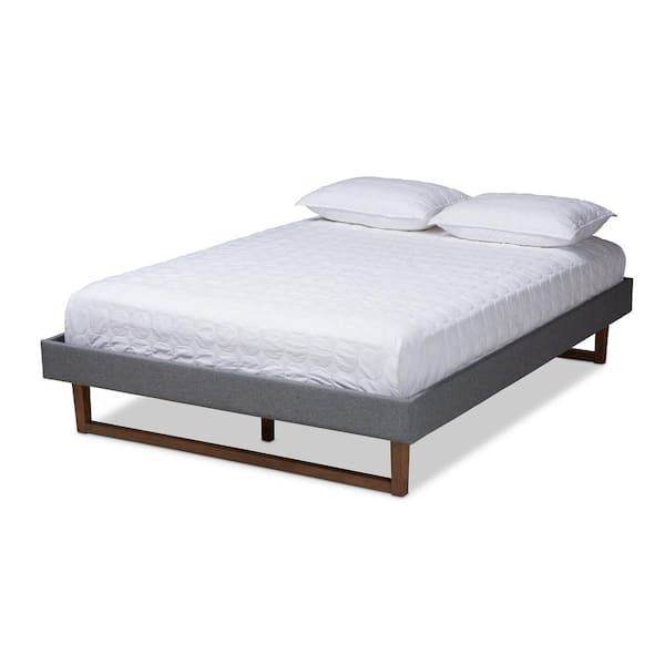 Baxton Studio Liliya Dark Gray and Walnut Full Platform Bed Frame