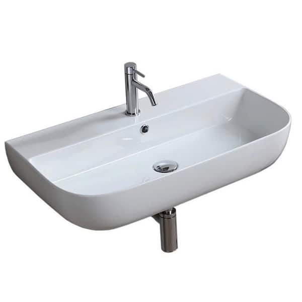 Nameeks Glam Wall Mounted Bathroom Sink in White
