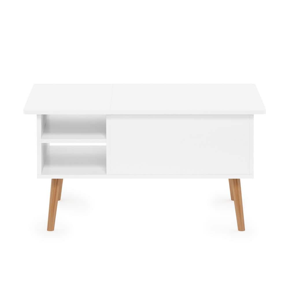 White Rectangular Lift-Top Coffee Table with Storage