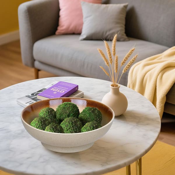 1 Piece Wheat Gold Multifunctional Decorative Ceramic Fruit Bowl Set, 10 in. Table Centerpiece for Kitchen Counter