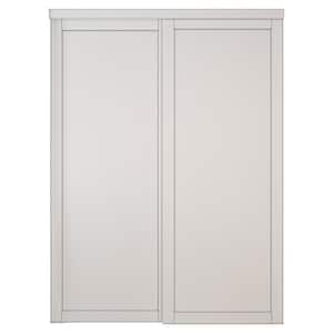 60 in. W. x 80 in. Paneled 1-Lite Blank Pattern White Primed MDF Sliding Door with Hardware Kit