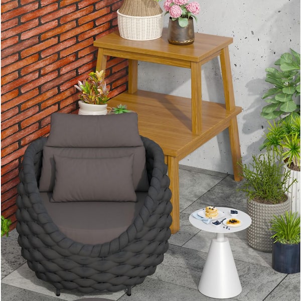TWT White Round Metal Outdoor Bistro Side Table