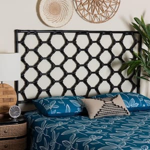 Revonda Black Rattan Queen Standalone Headboard