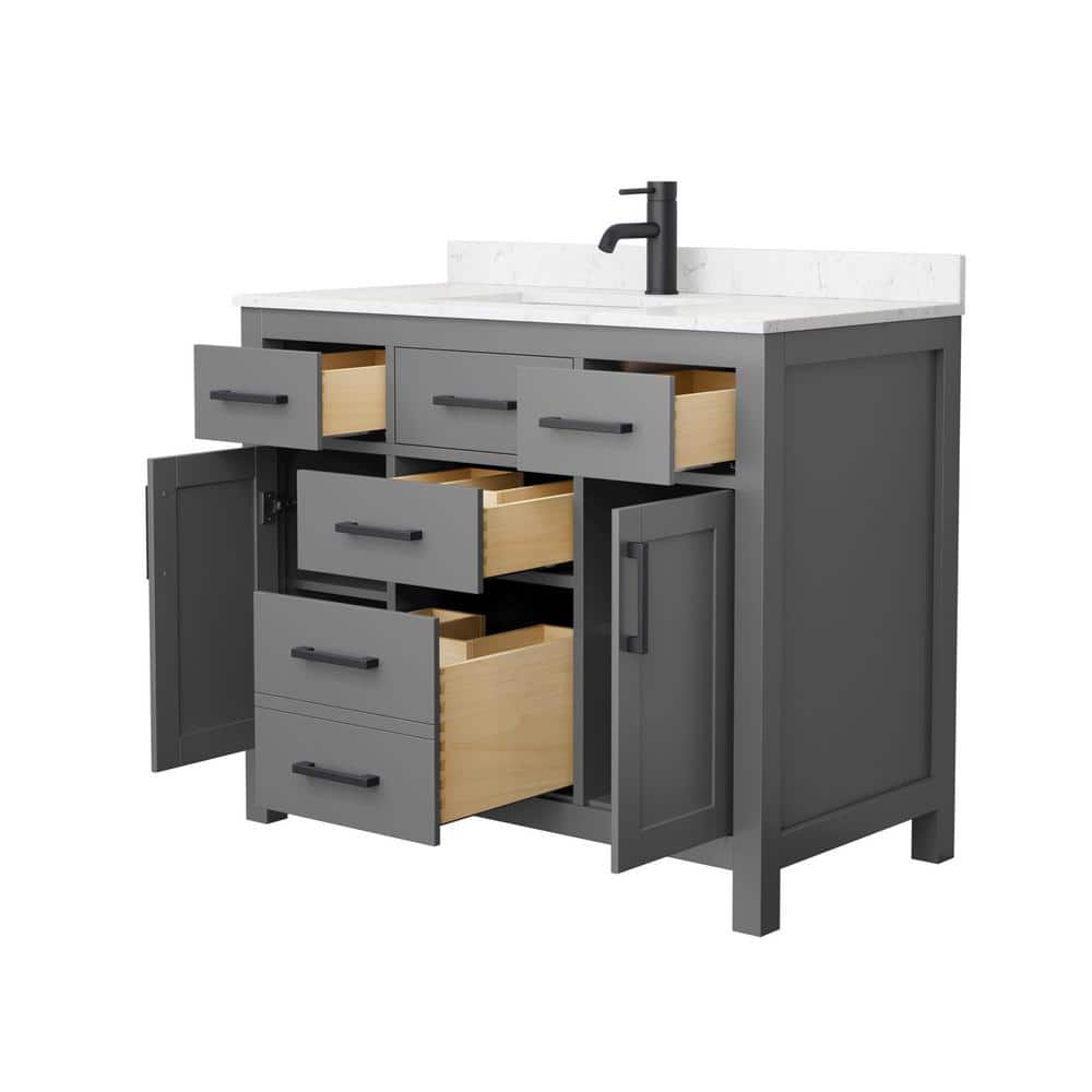 Beckett 42" Dark Gray Freestanding Vanity with Carrara Marble Top