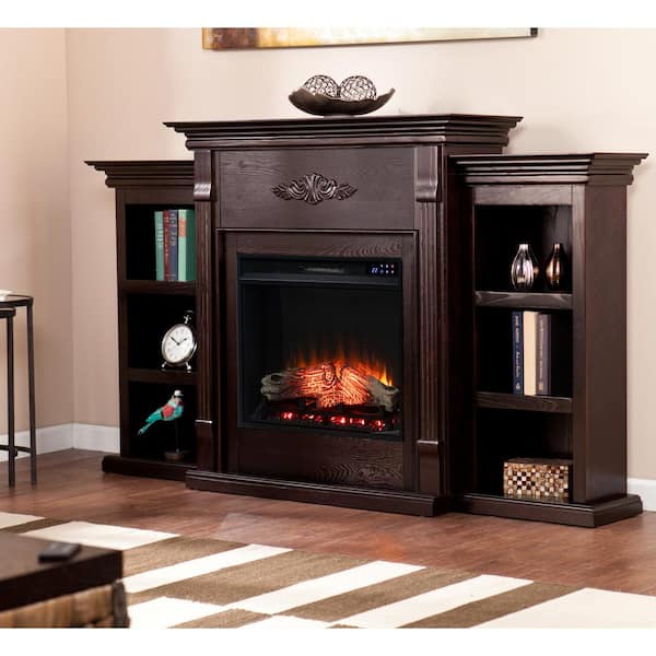 Southern Enterprises Parekah 70.25 in. Touch Panel Electric Fireplace in Classic Espresso