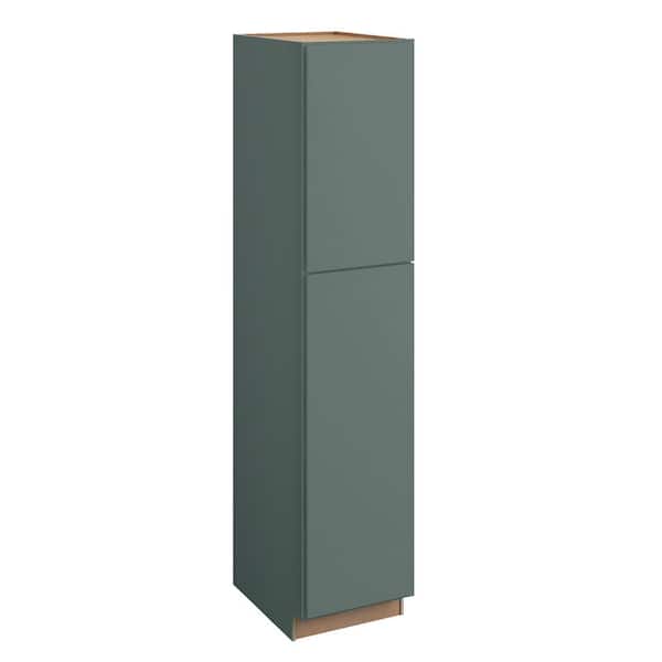 Hargrove 18 in. W x 21 in. D x 84 in. H Assembled Plywood Vanity Linen Bath Cabinet in Verdant Green with Soft Close RH