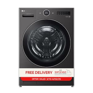 5.0 cu. ft. Mega Capacity Smart Front Load Electric All-in-One Washer Dryer Combo with TurboWash360 WiFi in Black Steel