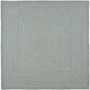 Braided Multi 6 ft. x 6 ft. Square Interlaced Border Solid Area Rug