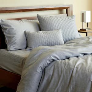 Melange Viscose from Bamboo Cotton Duvet Cover, Queen - Silver