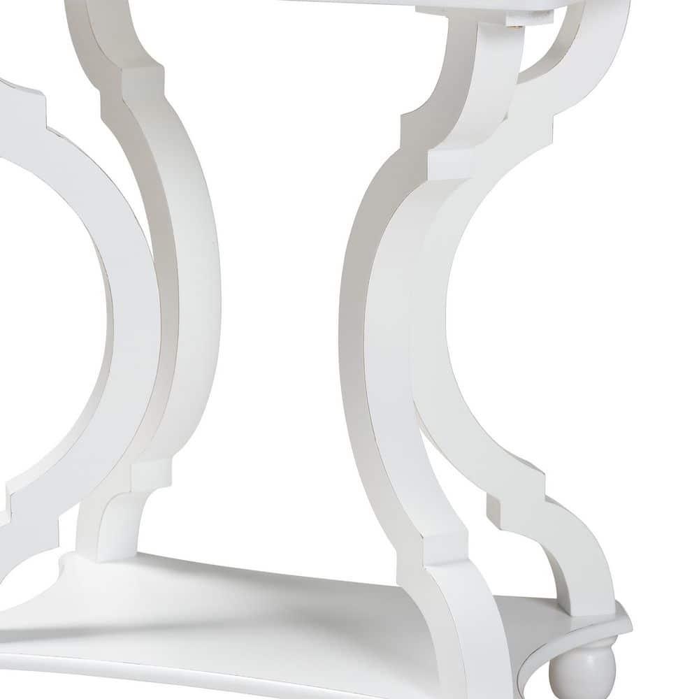 Cianna White Wood Rectangular End Table with Open Shelf